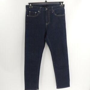 Uniqlo Slim Straight Mid Rise Jeans‎ Kaihara Selvedge Denim Dark Wash 30x28